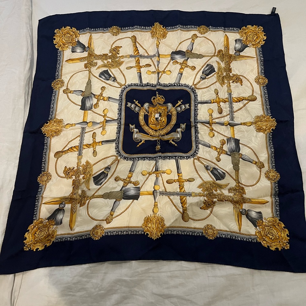 Hermes Royal Blue and Gold Scarf